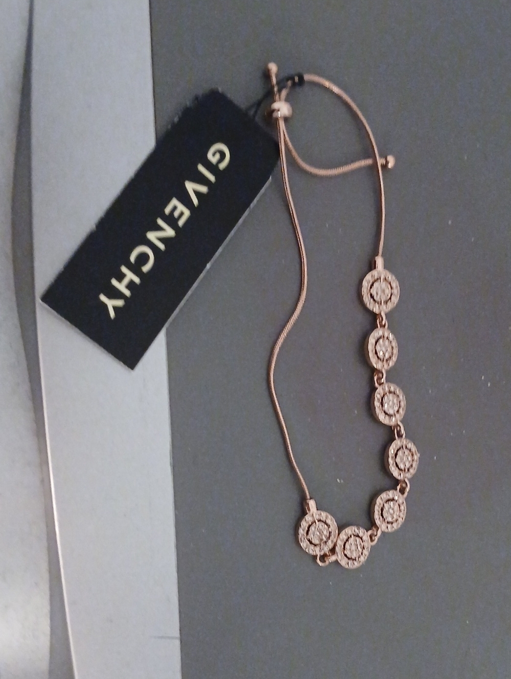 Givenchy Rose Gold Disc Crystal Slider Bracelet